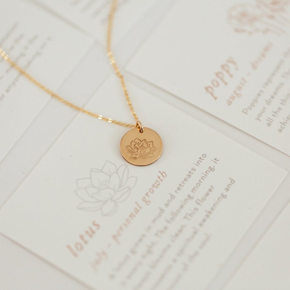 July Lotus Birth Flower Charm Pendant Necklace - Picture 4 of 15